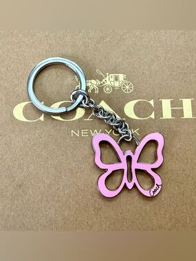 Coach Pink Enamel Large Butterfly Keychain